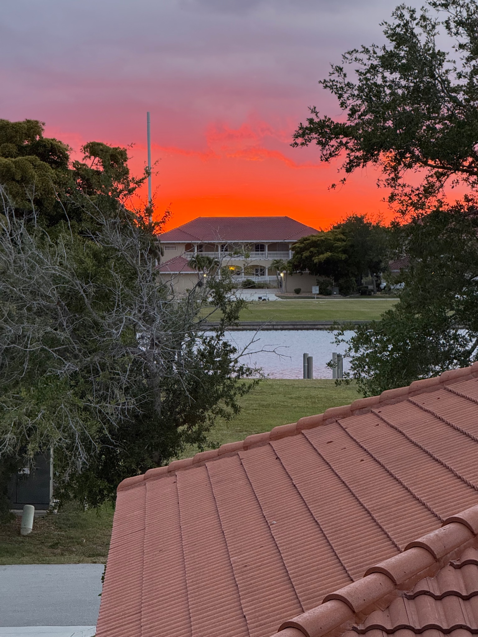 Southwest Florida waterfront neighborhood at sunset